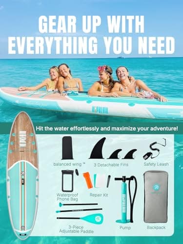 Niphean Inflatable Stand Up Paddle Board with Stabiltrac Fin Design and SUP Accessories, Anti-Slip EVA Deck, 10’6’’ Inflatable Paddle Boards for Adults & Youth of All Skill Levels - Image 5