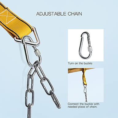 PACEARTH Swing Seat Support 660lb with 68.9 inch Anti-Rust Chains Plastic Coated 23.6 inch Tree Hanging Straps and Locking Buckles Outdoor Playground Tree Swing-Green - Image 6