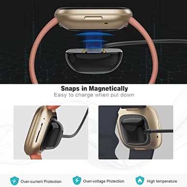 Trami 2 Pack Compatible with Fitbit Sense&Versa 3 Charger, Replacement USB Charging Cable Cord Stand for Versa 3/Versa 4/Sense/Sense 2 Watch,3.3ft+3.3ft - Image 3