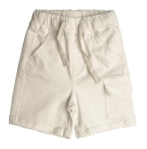 KIDSCOOL SPACE Kids' Denim Shorts,Ribbed Elastic Waist with String Summer Jeans Half Cargo Jeans, White,10-11 Years - Image 1