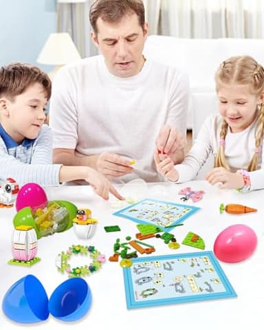 Easter Gifts Bunny Building Set for Kids – 12 Eggs & 12 STEM Toys, Easter Basket Stuffers Essentials for Egg Hunt Prizes, Classroom Party Favors Games Supplies for Boys Girls 6+(Easter Rabbit) - Image 8
