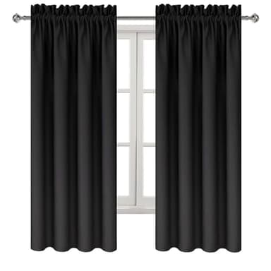 DWCN Blackout Curtains – Thermal Insulated, Energy Saving & Noise Reducing Bedroom and Living Room Curtains, Black, W 42x L 63 Inch, Set of 2 Rod Pocket Curtain Panels - Image 8
