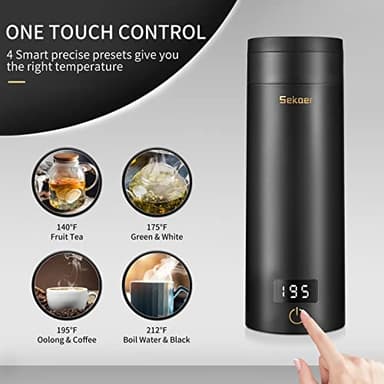 Sekaer Travel Electric Tea Kettle Portable Small Mini Coffee Kettle, with 4 Variable Presets, Personal Hot Water Boiler 304 Stainless Steel with Auto Shut-Off & Boil Dry Protection, SY-618B - Image 3