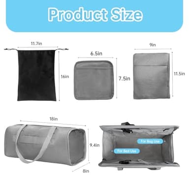 Toddler Airplane Bed Travel Bag 2 in 1, Portable Kids Plane Seat Extender, Baby Flight Essentials Footrest Flyaway Must Have for Infant, Carry On Duffel Bags for Women Gym Hospital Weekender(Grey) - Image 7