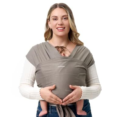Momcozy Baby Wrap Carrier - Easy to Wear Infant Carrier Slings, Lightweight Hands Free Baby Sling, Adjustable Baby Carriers for Newborn to Toddler 8-35 lbs, Baby Wraps Carrier, Brown - Image 1