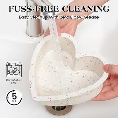 AOTASO Silicone Heart Shaped Cake Pans 10 Inch Large Heart Cake Pan Nonstick Silicone Heart Molds for Baking (2 Pcs Set, Cream) - Image 7