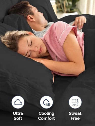 Extra Deep Queen Fitted Sheet - Hotel Luxury Single Fitted Sheet Only - Easily Fits 18 inch to 24 inch Mattress - Ultra Soft, Wrinkle Free w/Extra Deep Pockets - Easy-Care, Breathable & Comfy - Black - Image 3