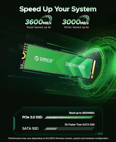 ORICO 2TB M.2 NVMe SSD, PCIe Gen3x4 2280 SSD - Up to 3600MB/s, Internal Solid State Drive with TLC NAND Flash, Compatible with Raspberry Pi 5 Desktop Laptop - D10 - Image 2