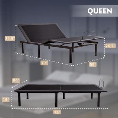 Dyonery Queen Adjustable Bed Base Frame with Wireless Remote + 14 Inch Queen Gel Memory Foam Mattress Bed in a Box, Head and Foot Incline, Zero Gravity, Fiberglass Free, 80" × 60" - Image 2