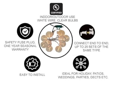 HUAZHQING 10CT Nylon Mini Lantern Incandescent Bulbs String Lights Plug in Indoor or Outdoor Use Decoration for Summer Holiday Christmas Patio Kitch Bedroom - Image 2