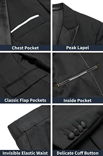 MAGE MALE Men's 2 Piece Suit Peaked Lapel One Button Slim Fit Formal Wedding Prom Suits Blazer Pants with Bow Tie Set - Image 2