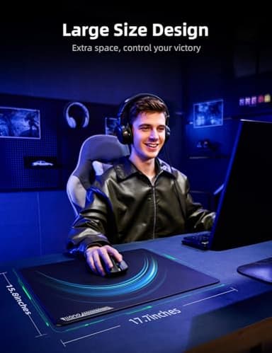 llano MP001 Tempered Glass Gaming Mousepad for FPS Gamers, 17.7”x15.8” Large Ultra-Smooth 0.85μm Micro-Etched Surface, 3mm Thick, Non-Slip Base, Compatible with Viper/G502, Large - Image 4