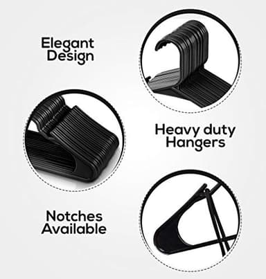 Utopia Home Plastic Hangers 50 Pack - Perfect Space Saving Clothes Hanger - Durable and Strong - Perfect Closet Organizers with Shoulder Grooves (Black) - Image 4