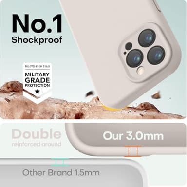 LOVE 3000 Designed for iPhone 16 Pro Case, Premium Silicone with [Soft Anti-Scratch Microfiber Lining] Shockproof Protective Phone Case for Men Women Girls 6.3", Stone - Image 4