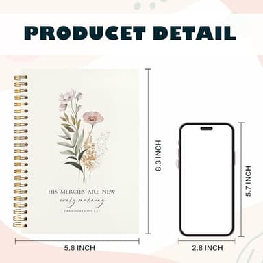BearCake Bible Christian Journals Floral Notebooks for Women Note Taking,Prayer Journal for Women, His Mercies are New Every Morning,Bible Study Journal for Women 5.5x8.3 - Image 2