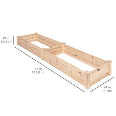 Best Choice Products 8x2ft Outdoor Wooden Raised Garden Bed Planter for Vegetables, Grass, Lawn, Yard - Natural - Image 3