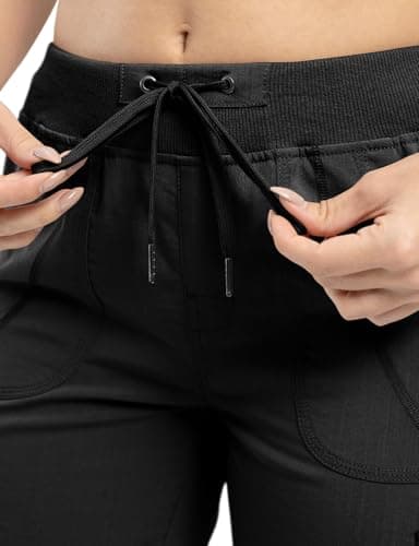 TBMPOY Womens Cargo Capris Hiking Lightweight Pants 6 Pockets Quick Dry Casual Outdoor Trip Loose Shorts Cropped Cotton Black L - Image 4