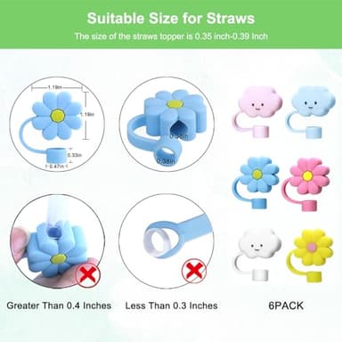 Kynup Replacement Straw Compatible with Stanley 40 oz Tumbler for Stanely Cup, 6Pack Reusable Straw Tritan Material with Cleaning Brush, Silicon Cute Cover Cap - Image 6