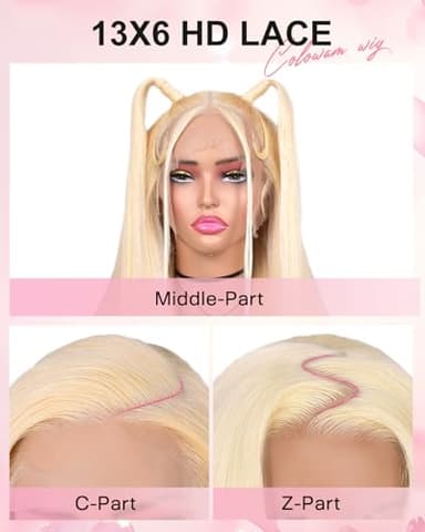 colowam 30Inch 613 13x6 Lace Front Wig Human Hair 200 Density 613 Lace Front Wig Human Hair Straight 613 HD Lace Frontal Wig 13x6 Blonde Wigs Human hair Pre Plucked (613 Blonde Wigs) - Image 4