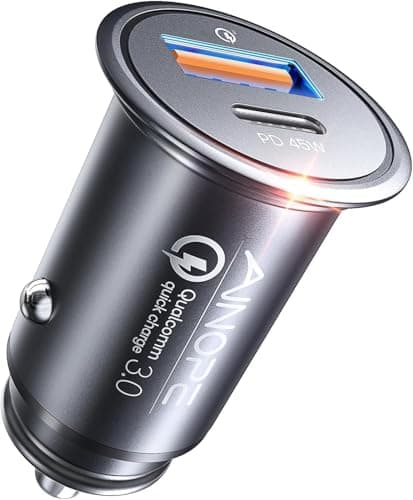 AINOPE 67.5W Super Mini Car Charger USB C 45W PD&QC 3.0 Fast Charging, All Metal Cigarette Lighter Adapter Car Charger Adapter Outlet for iPhone 17 Pro Max Air 16 15 14 13, Samsung Galaxy S25,Android - Image 1