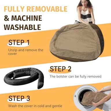 Orthopedic Waterproof Large Dog Bed: Memory Foam Washable Dog Bed with Bolsters - XL Removable Orthopedic Pet Cover for Medium Large Sized Pet - Non-Slip Bottom - Coffee - Image 5