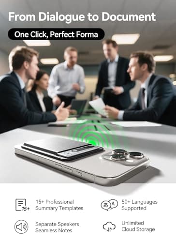 AI Voice Recorder with App Control, Advanced AI Technology for Transcription & Summarization, 64GB Memory, Magnetic Case, Supports 50 Languages – Audio Recorder for Lectures, Meetings, Interviews - Image 4