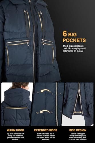 Orolay Women's Thickened Down Jacket (XL, Navy) - Image 5