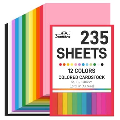 3 otters 235Sheets 8.5" X 11" Construction Paper Assorted Colors, 12 Colored Cardstock Printer Paper, for Printing, DIY Crafts, Party Decorations, Teacher Kids Classroom Must Have, 56 lb/150 GSM - Image 1