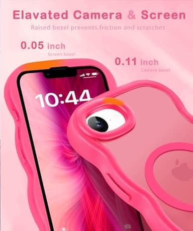 Amzfield Magnetic for iPhone 16e Case, Compatible with Magsafe Wavy Frame Cute Design Translucent Matte Hard Back Silicone Bumper Shockproof Protective Phone Case for iPhone 16 e Women Girls, Hot Pink - Image 4