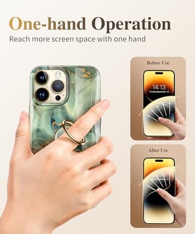 GVIEWIN Marble Cell Phone Ring Holder, Metal Kickstand Grip 360° Rotation Compatible with iPhone 17/16/15/14/Pro Max/Air/Plus Series & Galaxy S25/S24 Ultra and Other Phones (Desert Dream/Green) - Image 7