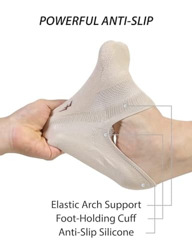 Pro Mountain No Show Socks Women Wide Toe Box For Health Y Heel Forefoot Size M Beige 4 Pack Cotton Cushion Footies Loafer Sneakers US Shoe 8-10 - Image 2