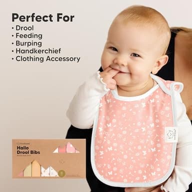 8-Pack Baby Bibs for Boys, Girls - Pullover Bibs for Drooling Teething Baby Girl & Boy Toddler, Newborn, Soft & Absorbent, Cute Colors, Large Torso Coverage Keep Infant Clean & Dry (Butterflies) - Image 8