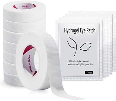 JASSINS 8 Rolls Eyelash Tape, Adhesive Fabric Eyelash Tapes, Adhesive Breathable Micropore Fabric Tape for Eyelash Extension Supply,9 m/10 Yard Each Roll (8 Rolls of White + 5 Eye Stickers - Image 3