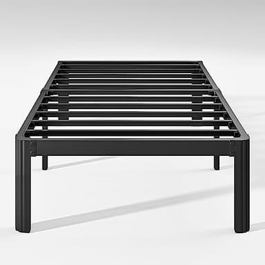 Hunlostten 12" Heavy Duty Twin Bed Frame No Box Spring Needed, Metal Platform Bed Frame Twin with Round Corners, Easy Assembly, Noise Free, Black - Image 1