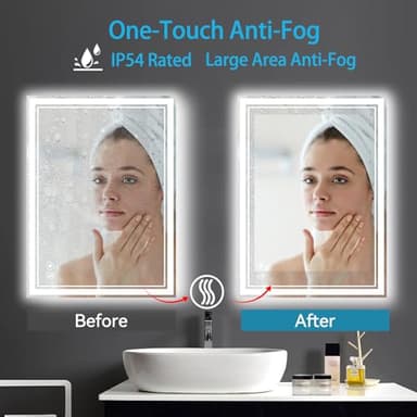 GETOVIN 24 x 36'' LED Mirror for Bathroom Anti-Fog Dimmable 3 Colors Stepless Brightness - Image 4