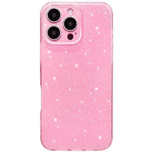 Hython Case for iPhone 16 Pro Max Case Glitter Cute Sparkly Shiny Bling Sparkle Phone Cases 6.9", Thin Slim Fit Soft TPU Bumper Shockproof Rubber Protective Cover for Women Girls Girly, Bright Pink - Image 1
