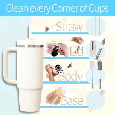 Dosanlues 8Pcs Water Bottle Cleaner Brush - Multipurpose Cup Cleaner Kit with Long Nylon Straw Brush Long Handle Silicone Bottles Cleaning for Tumbler, Sports Water Bottle, Wine Glass - Image 3