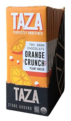 Taza Chocolate Organic Smooth & Crunchy Bars 70% Stone Ground, Orange Crunch 2.5 Ounces (10 Count), Vegan - Image 2