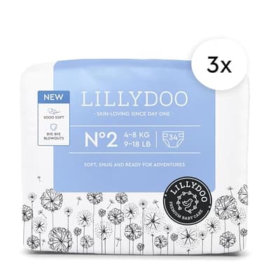 LILLYDOO Baby Diapers - Size 2 (9-18 lbs), Half-Monthly Supply (102 Count), Leak Protection, Skin-Friendly, Ultrasoft, Perfume- & Chlorine-Free, Hypoallergenic, Dermatologist Tested, Oeko-TEX® - Image 2