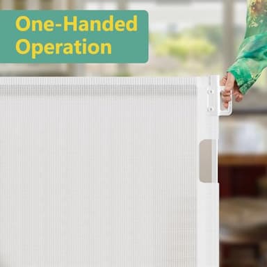 Reinforced 60" Wide Retractable Baby Gate with Reinforced Rods, 5 ft Retractable Dog Gate Indoor/Outdoor Baby Gate Retractable Gate - Bottom Anti-Escape, White - Image 5