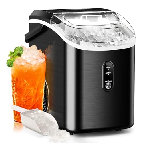 Nugget Ice Maker Countertop, 35.5Lbs/24Hrs Chewable Sonic Ice Machine with Self-Cleaning, Handle, Water Tank, Quiet Operation & Portable Pellet Ice Maker for Home, Office, Kitchen, Bar, Deep Black - Image 1