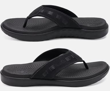 KuaiLu Mens Leather Sport Flip Flops Comfort Orthotic Thong Sandals with Plantar Fasciitis Arch Support for Outdoor Summer - Image 8