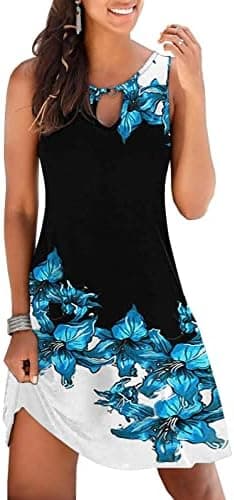 ETCYY NEW Summer Dresses for Women Trendy Boho Floral Print Sundresses Sleeveless Beach Cover Up Dress with Pockets - Image 3