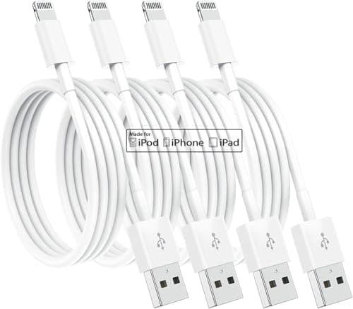 Susnwere 4 Pack [Apple MFi Certified] Apple Charging Cables 6ft, iPhone Chargers, Lightning Fast iPhone Charging Cord for iPhone 12/11/11Pro/11Max/ X/XS/XR/XS Max/8/7, ipad(White) - Image 1