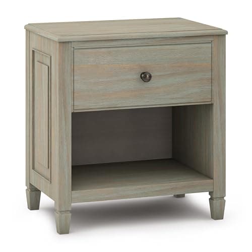 SIMPLIHOME Connaught SOLID WOOD 24 inch Wide Traditional Bedside Nightstand Table in Distressed Grey for the Living Room and Bedroom - Image 1