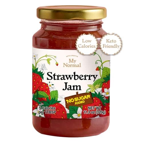 My Normal Low Calorie Strawberry Jam - Diabetic-Friendly, Strawberry 50% Fruit Jelly with Allulose, Keto & Zero Sugar Jam - Only 4 Ingredients, No Artificial Additives (320g, 11.28 oz) - Image 1