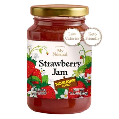 My Normal Low Calorie Strawberry Jam - Diabetic-Friendly, Strawberry 50% Fruit Jelly with Allulose, Keto & Zero Sugar Jam - Only 4 Ingredients, No Artificial Additives (320g, 11.28 oz) - Image 1