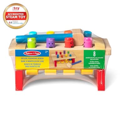 Melissa & Doug Deluxe Pounding Bench Wooden Preschool Learning Toy with Mallet - Image 3
