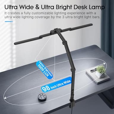 Syrinx LED Desk Lamp, Architect Desk Lamps for Home Office with Gesture Switch & Remote Control, 24W Bright Desk Light with 50 Light Modes Eye-Caring Desk Lamp with Clamp for Reading Study Workbench - Image 5