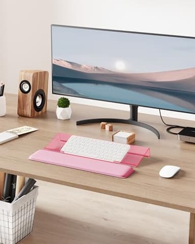 Laborio Computer Keyboard Wrist Rest Stand for Desktop, Keyboard Holder for Easy Typing with Wrist Pad for Office Desk, Home, School (Pink) - Image 7